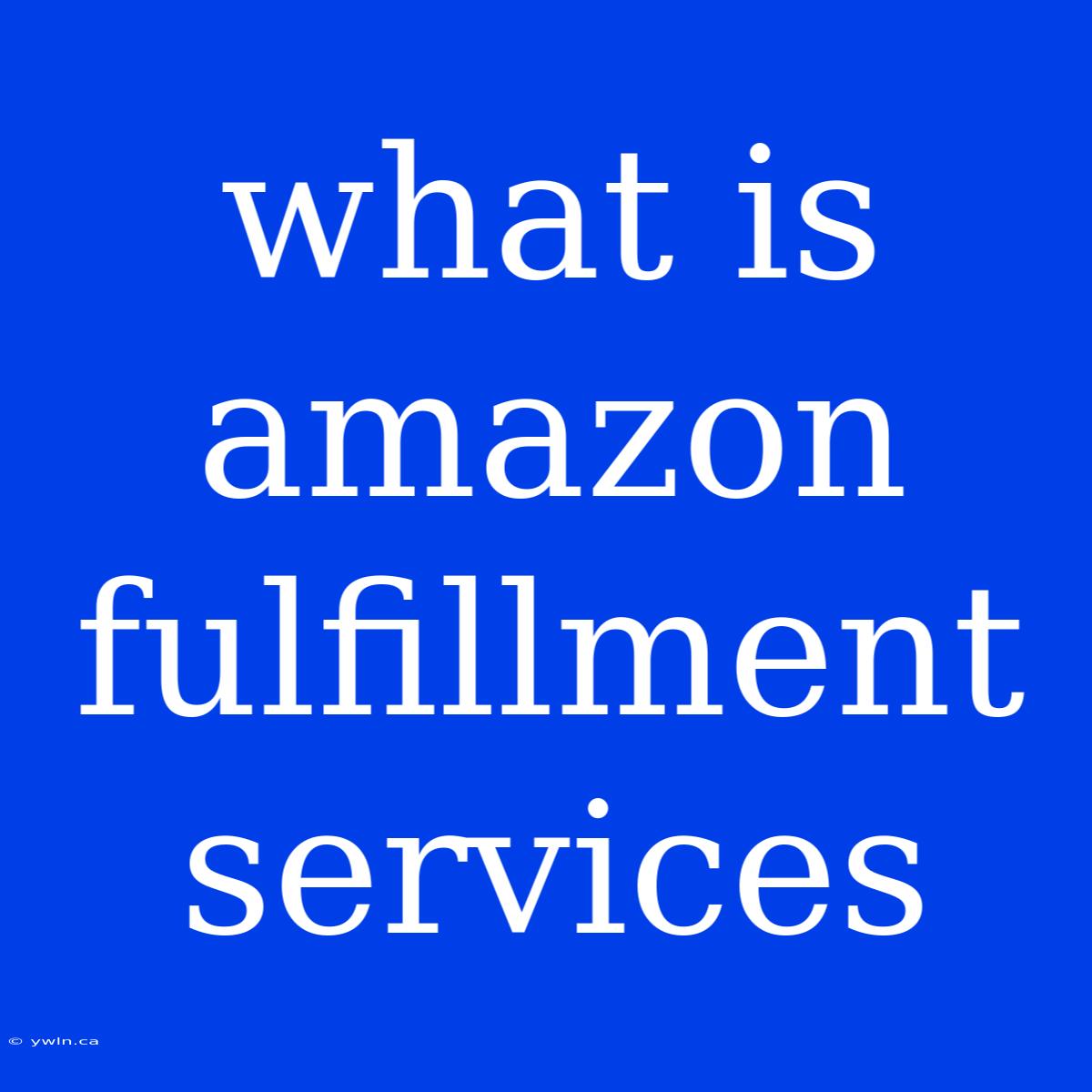 What Is Amazon Fulfillment Services