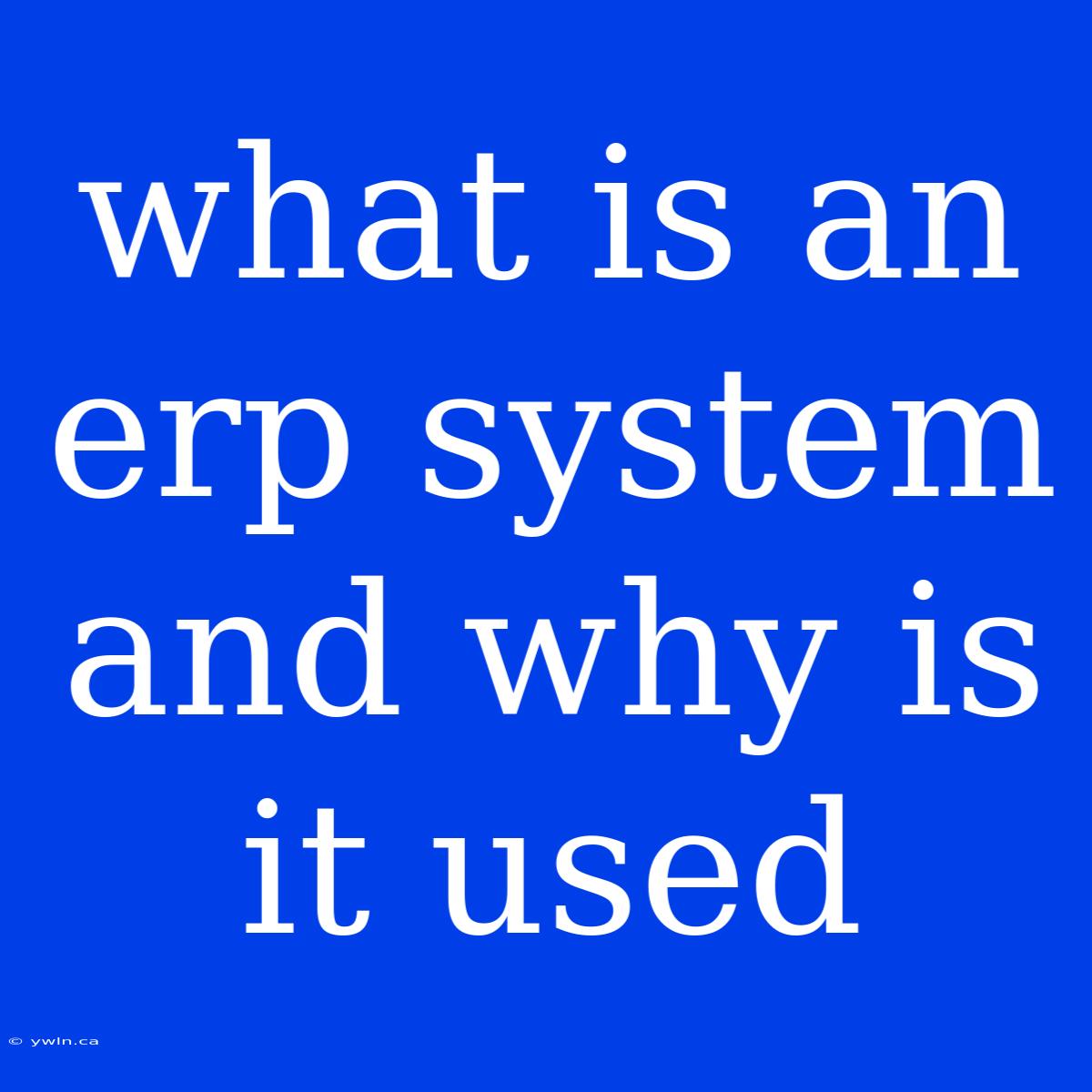 What Is An Erp System And Why Is It Used