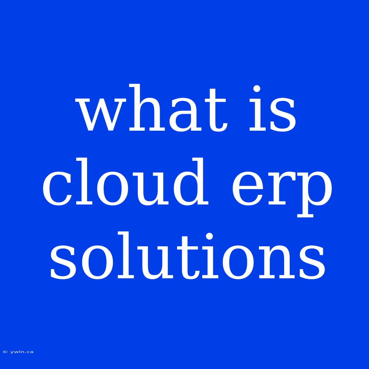 What Is Cloud Erp Solutions