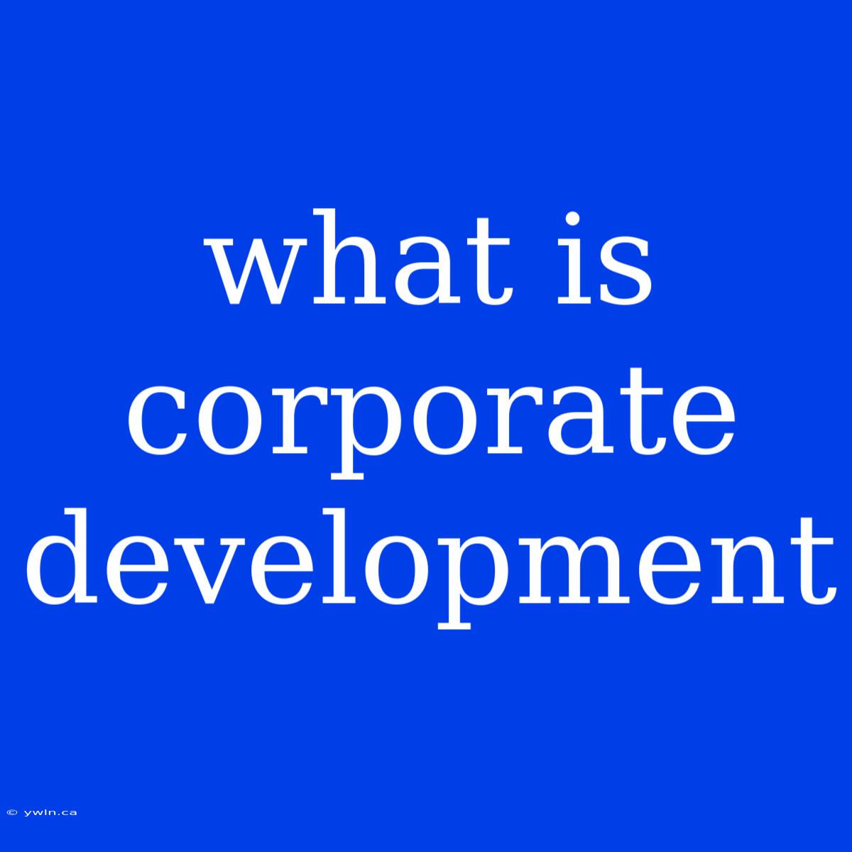 What Is Corporate Development