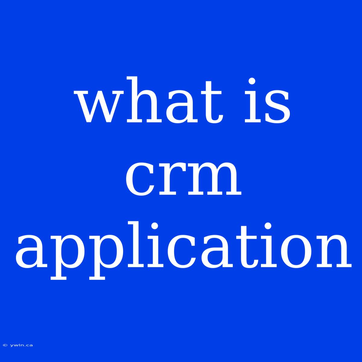 What Is Crm Application