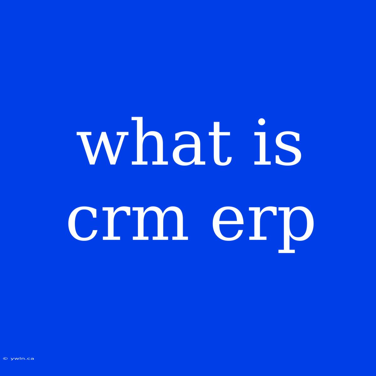 What Is Crm Erp