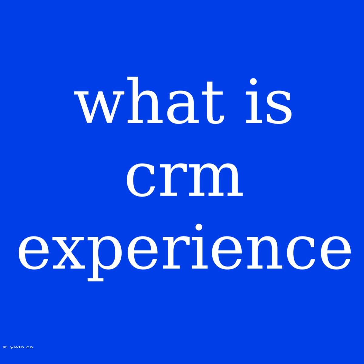 What Is Crm Experience