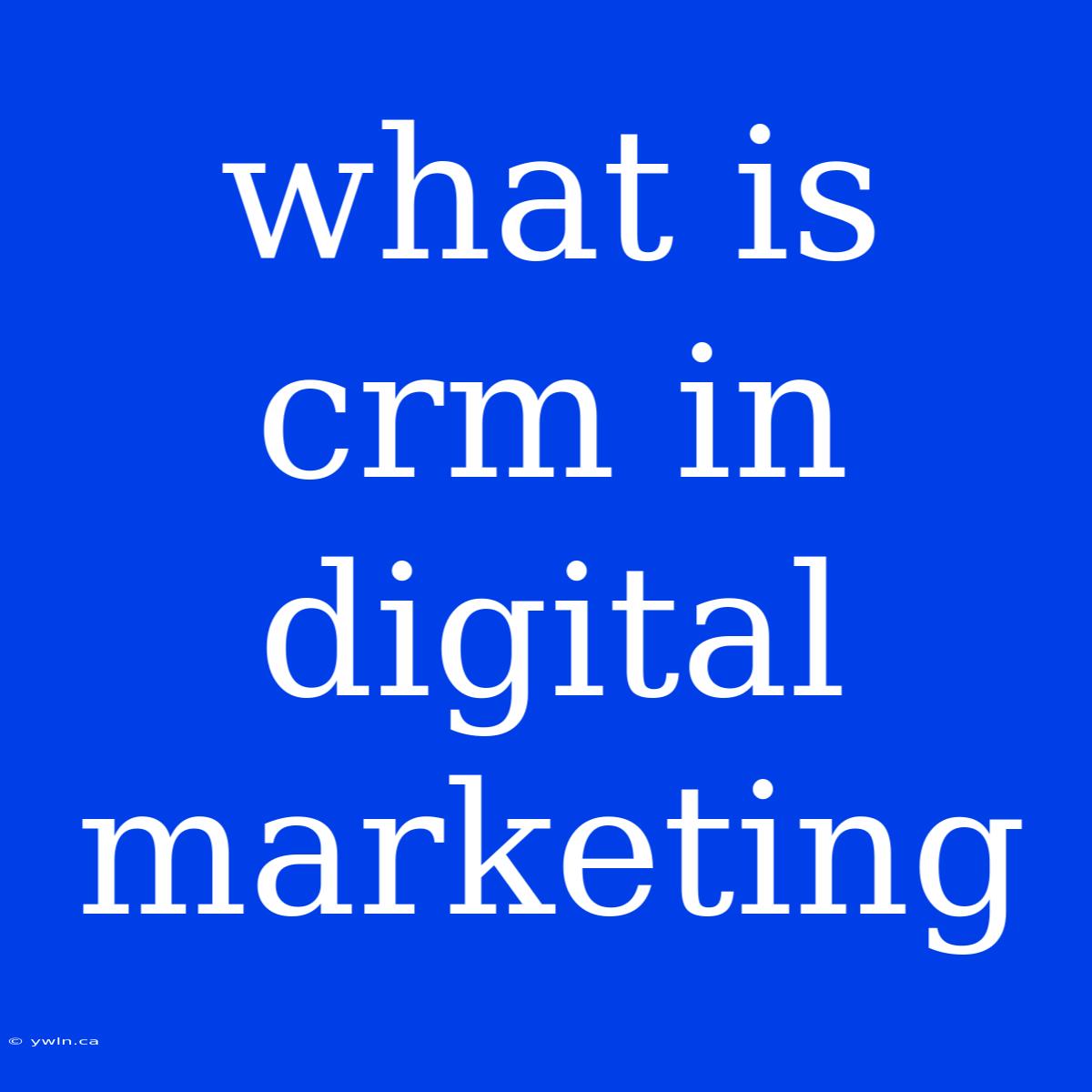 What Is Crm In Digital Marketing