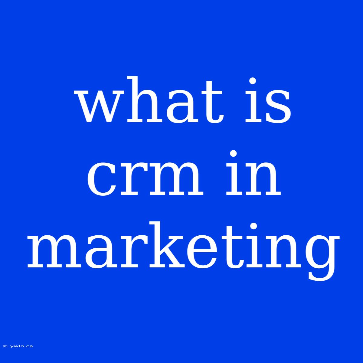 What Is Crm In Marketing