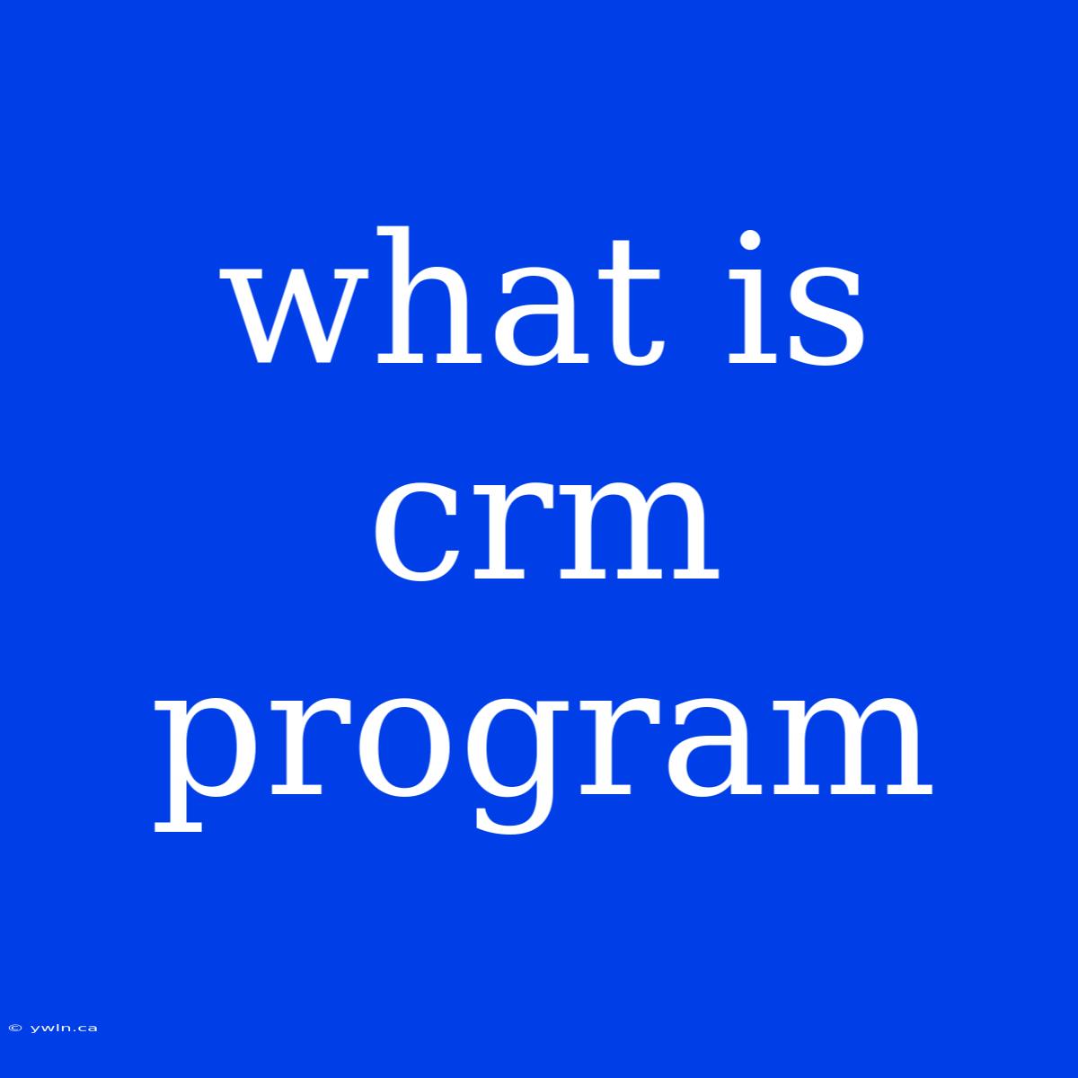 What Is Crm Program