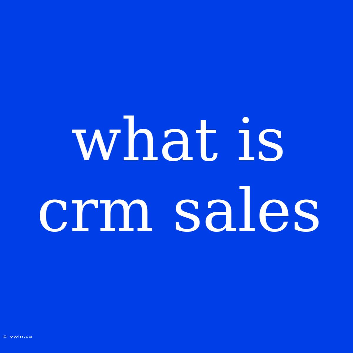 What Is Crm Sales