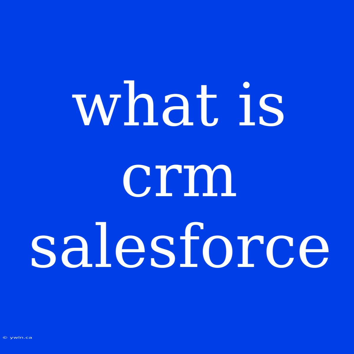 What Is Crm Salesforce