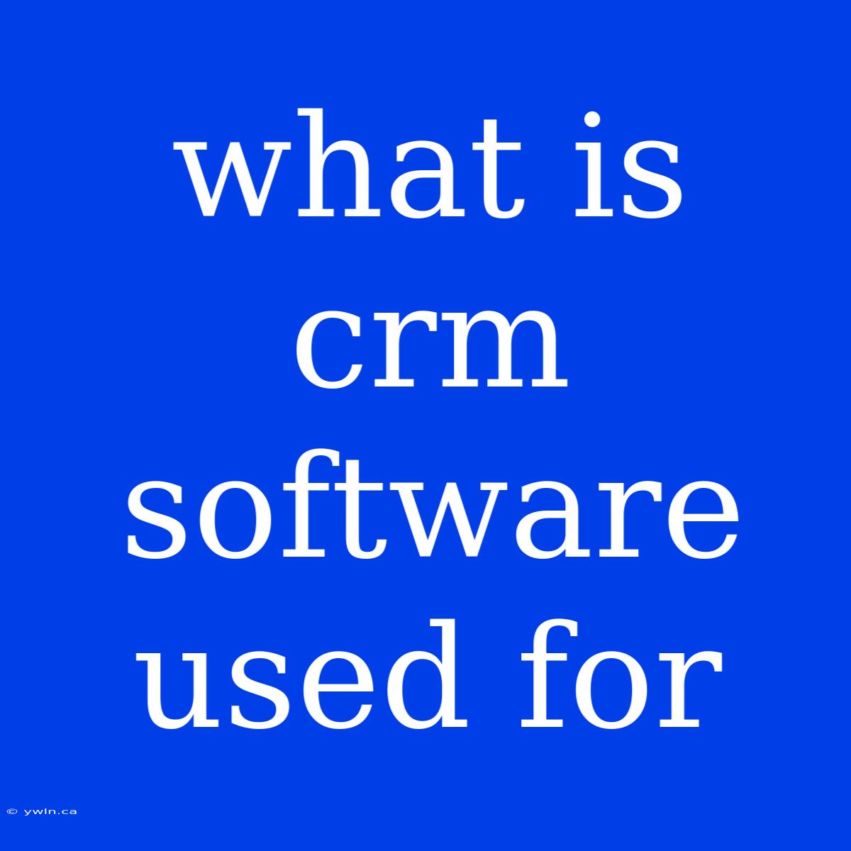 What Is Crm Software Used For