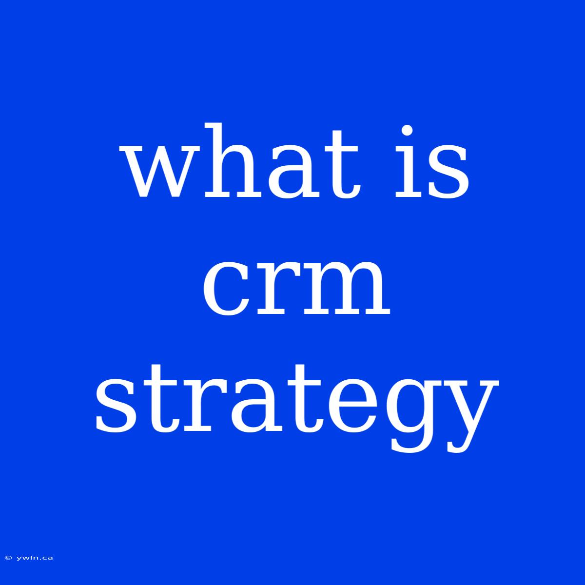 What Is Crm Strategy