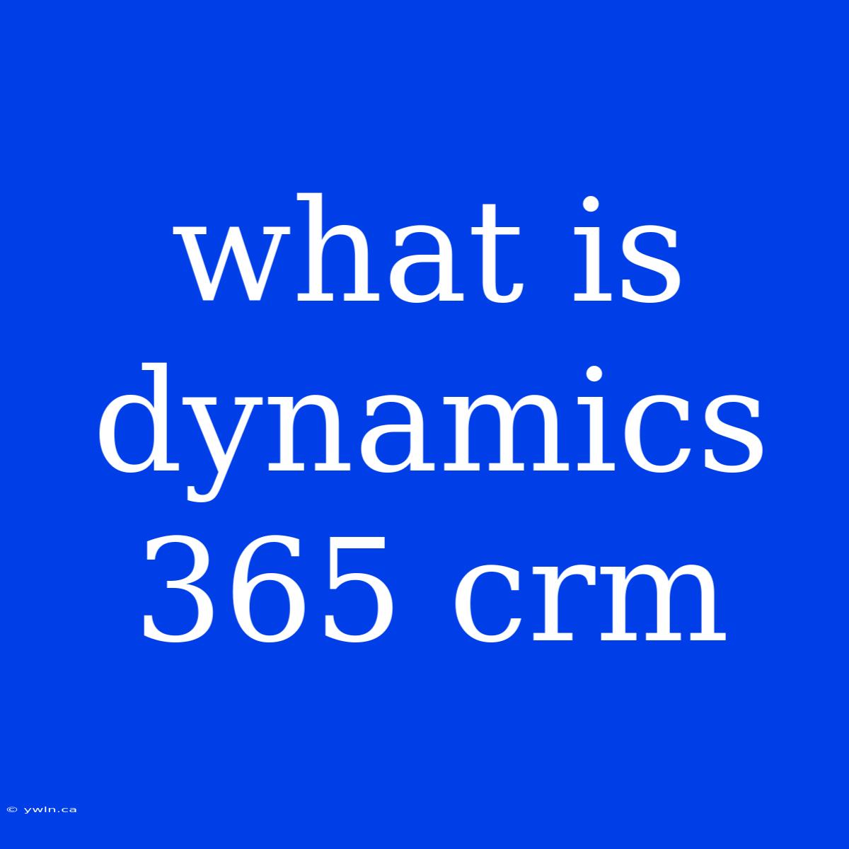 What Is Dynamics 365 Crm