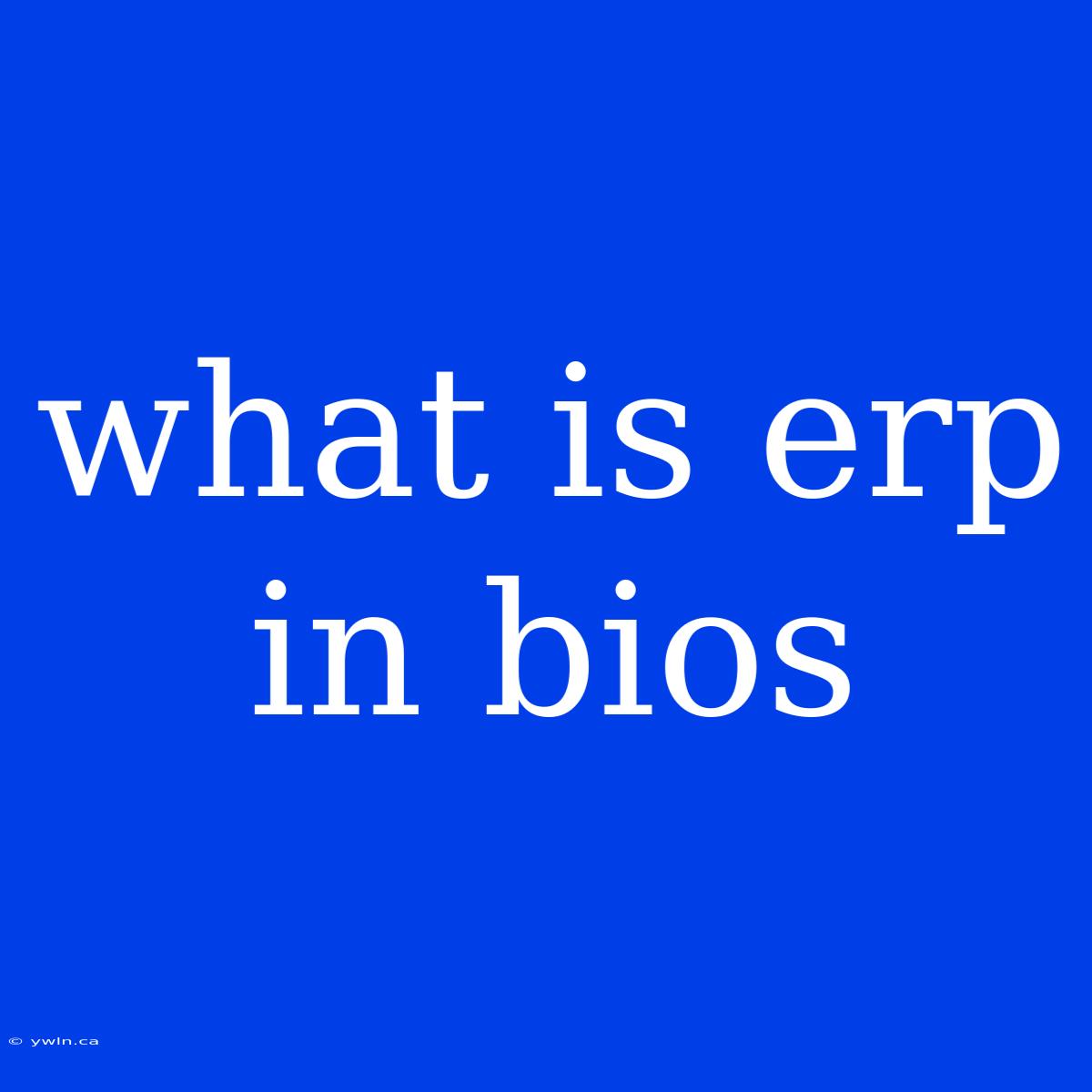 What Is Erp In Bios