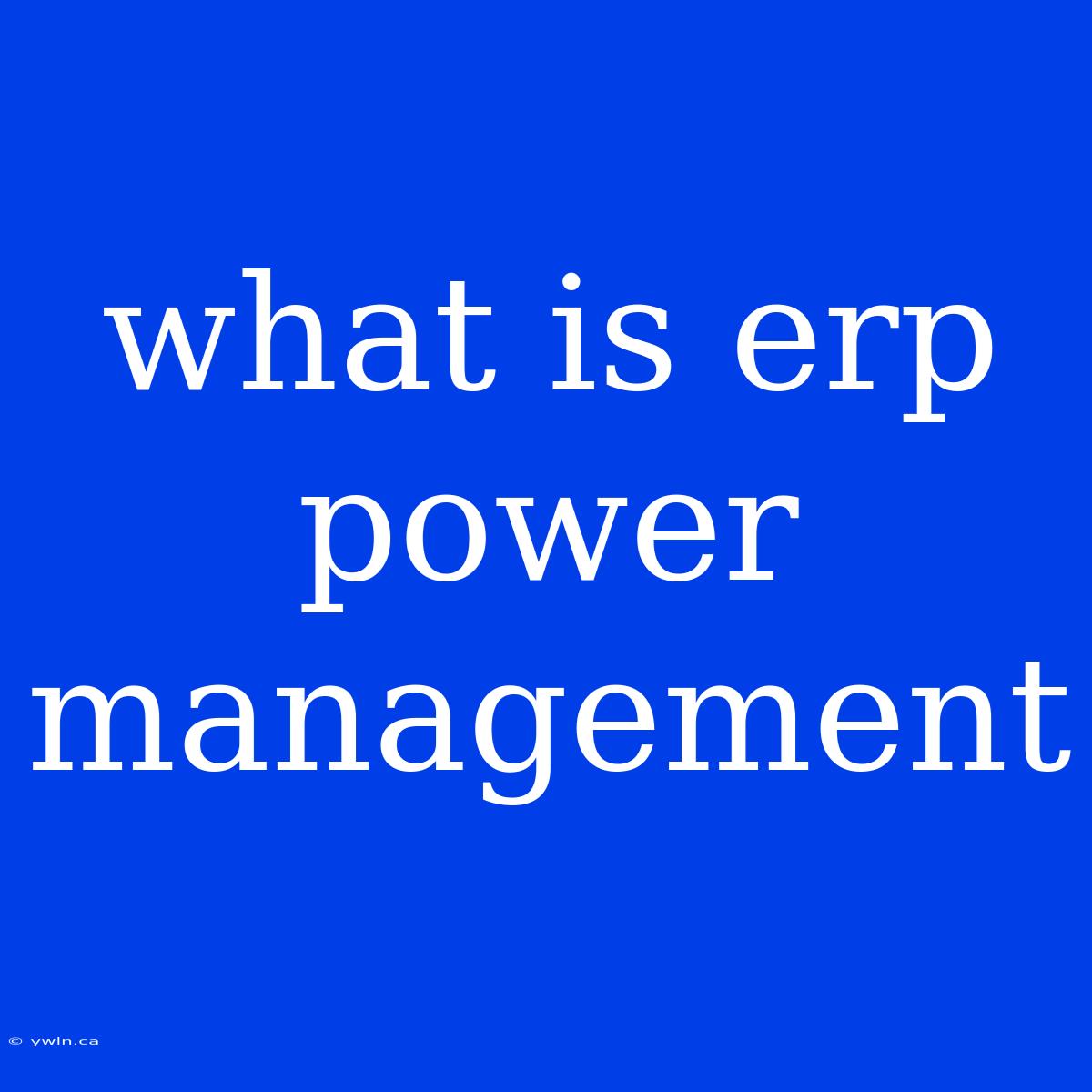 What Is Erp Power Management