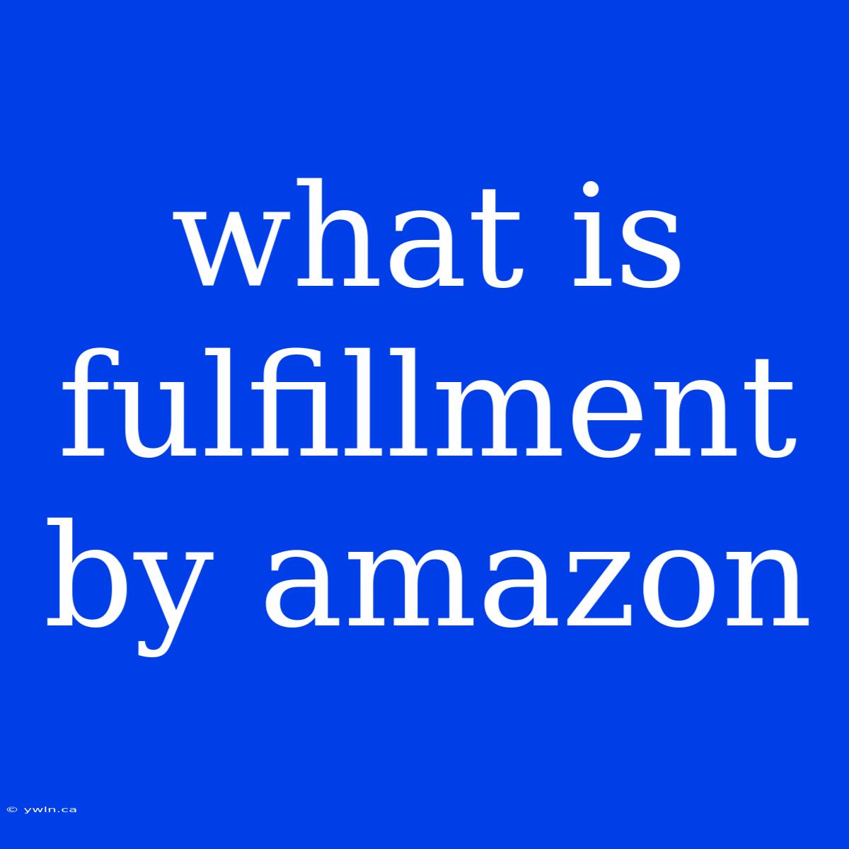 What Is Fulfillment By Amazon