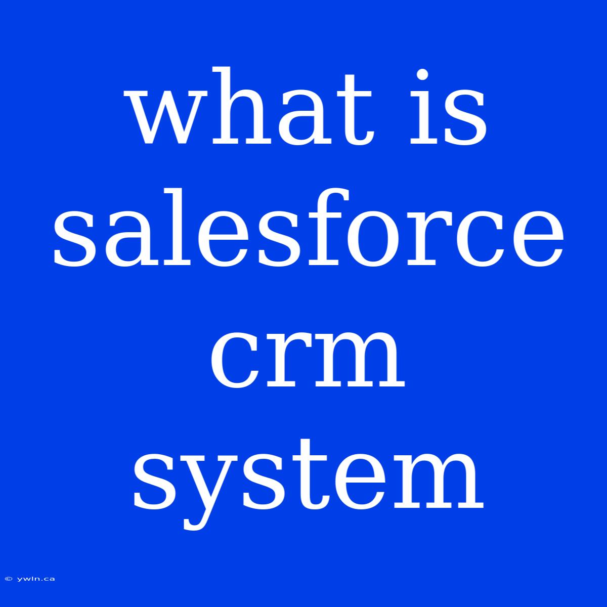 What Is Salesforce Crm System