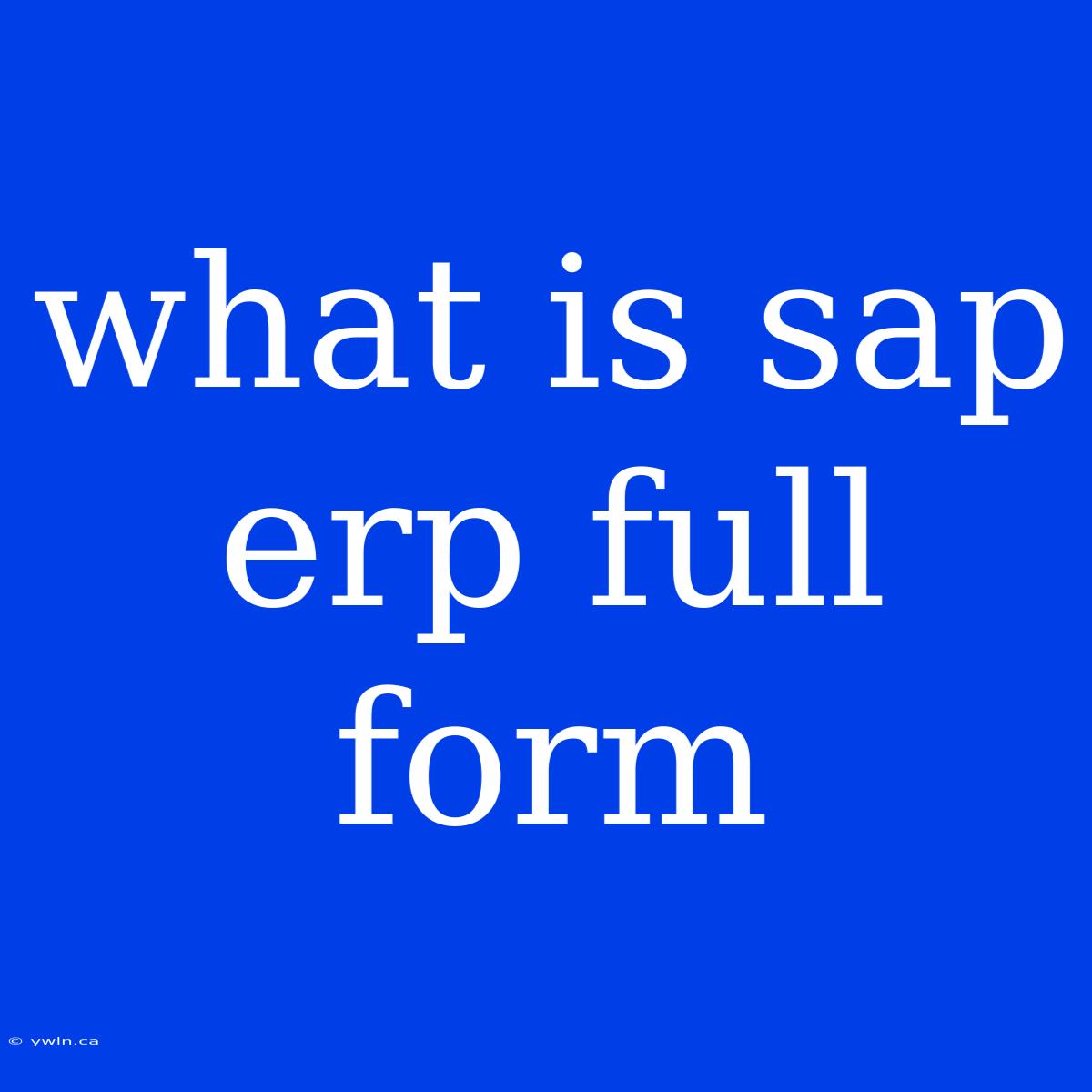 What Is Sap Erp Full Form