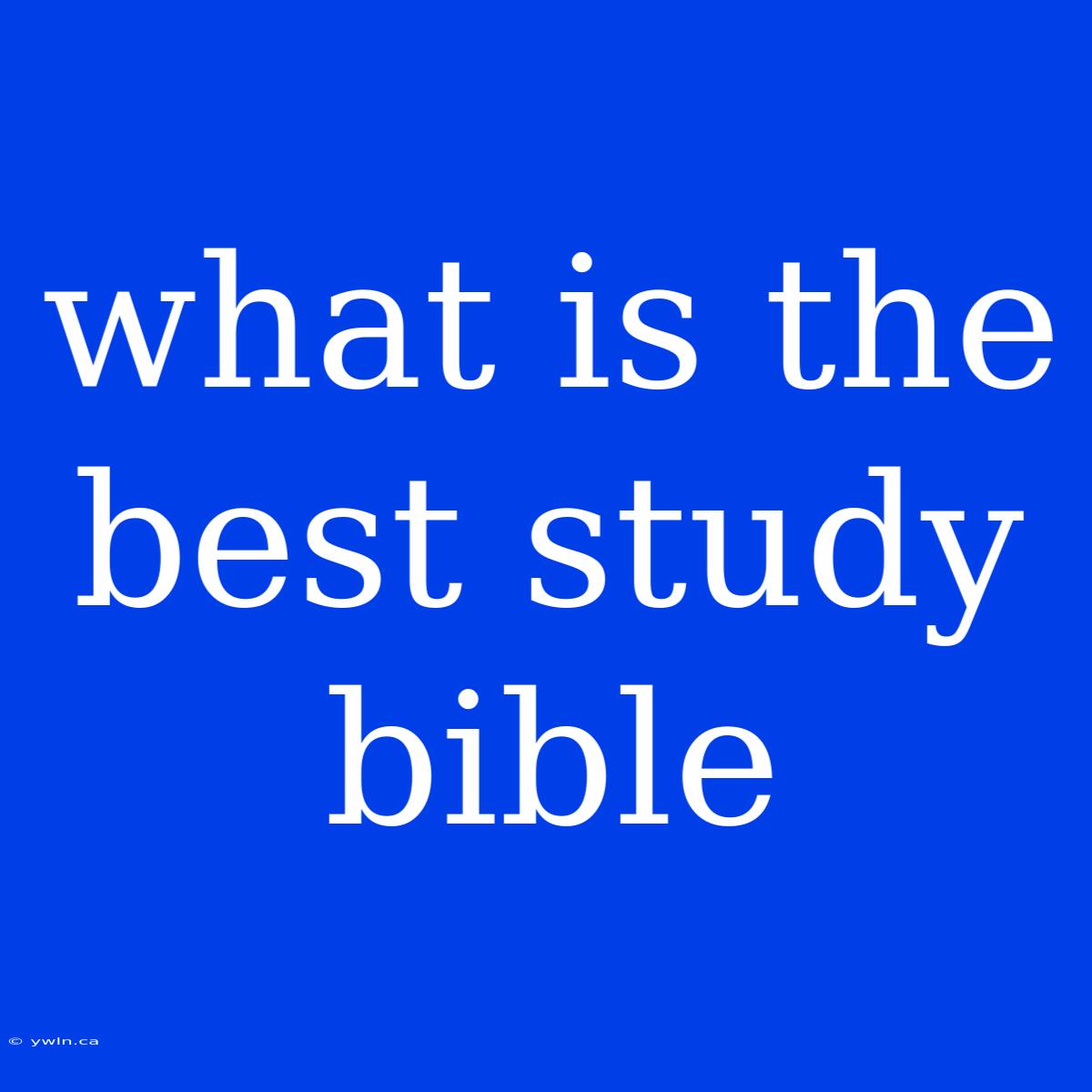 What Is The Best Study Bible