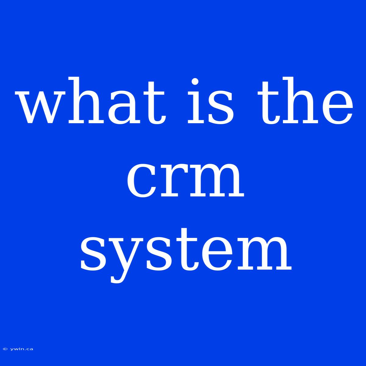 What Is The Crm System