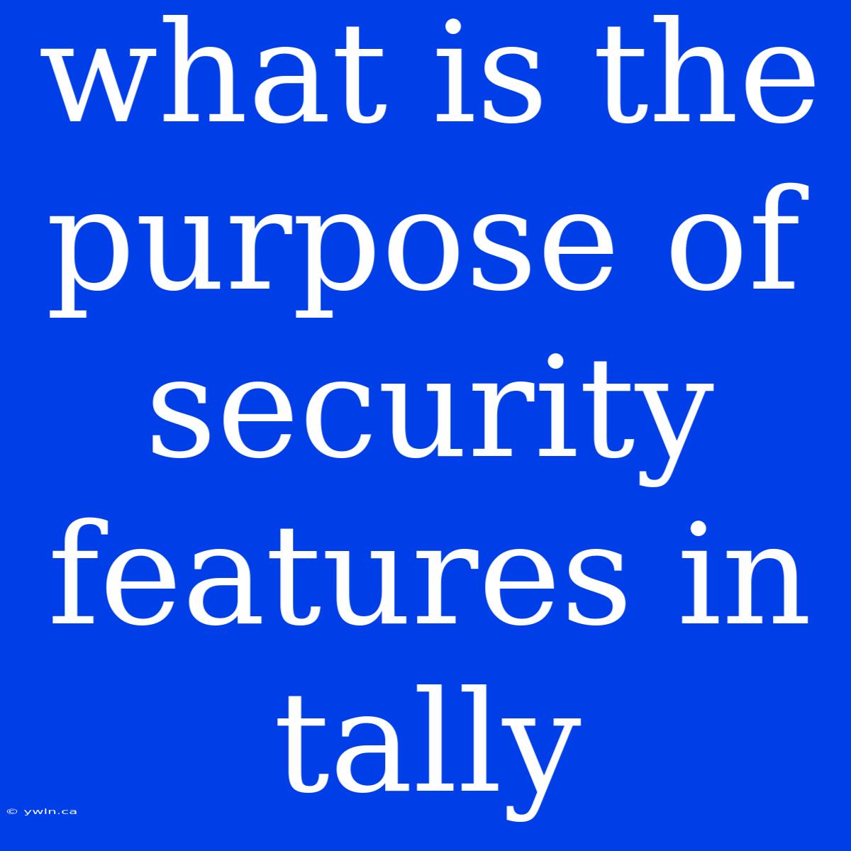 What Is The Purpose Of Security Features In Tally