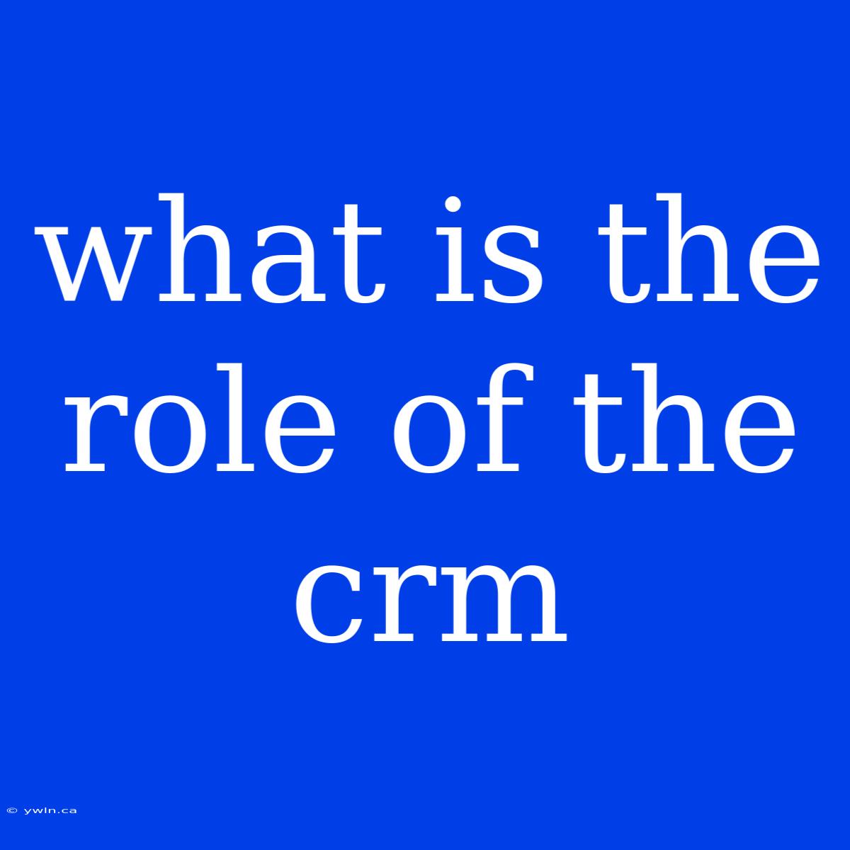 What Is The Role Of The Crm