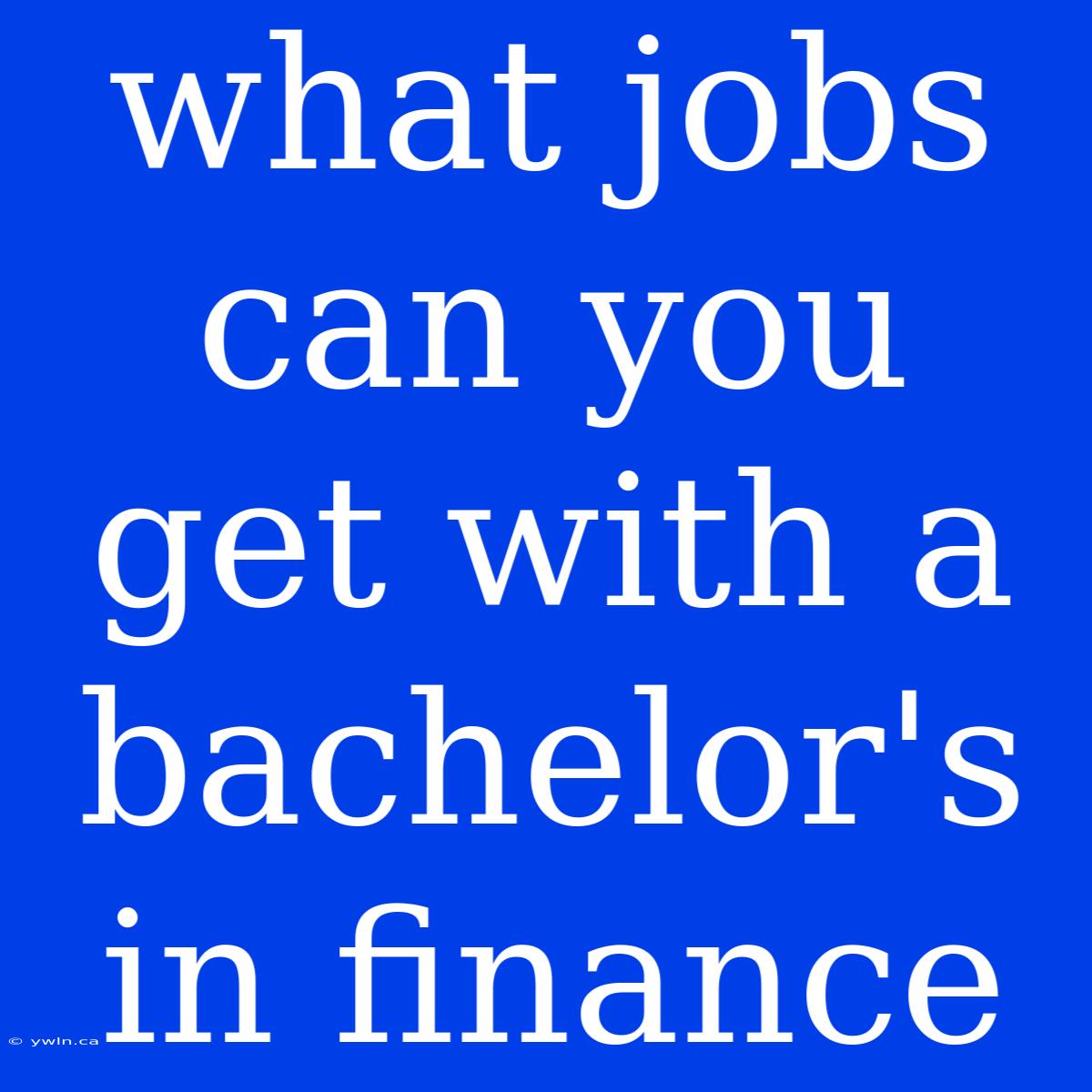 What Jobs Can You Get With A Bachelor's In Finance