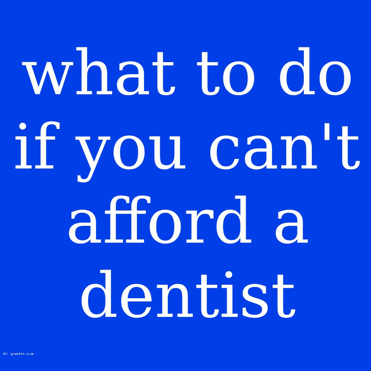 What To Do If You Can't Afford A Dentist