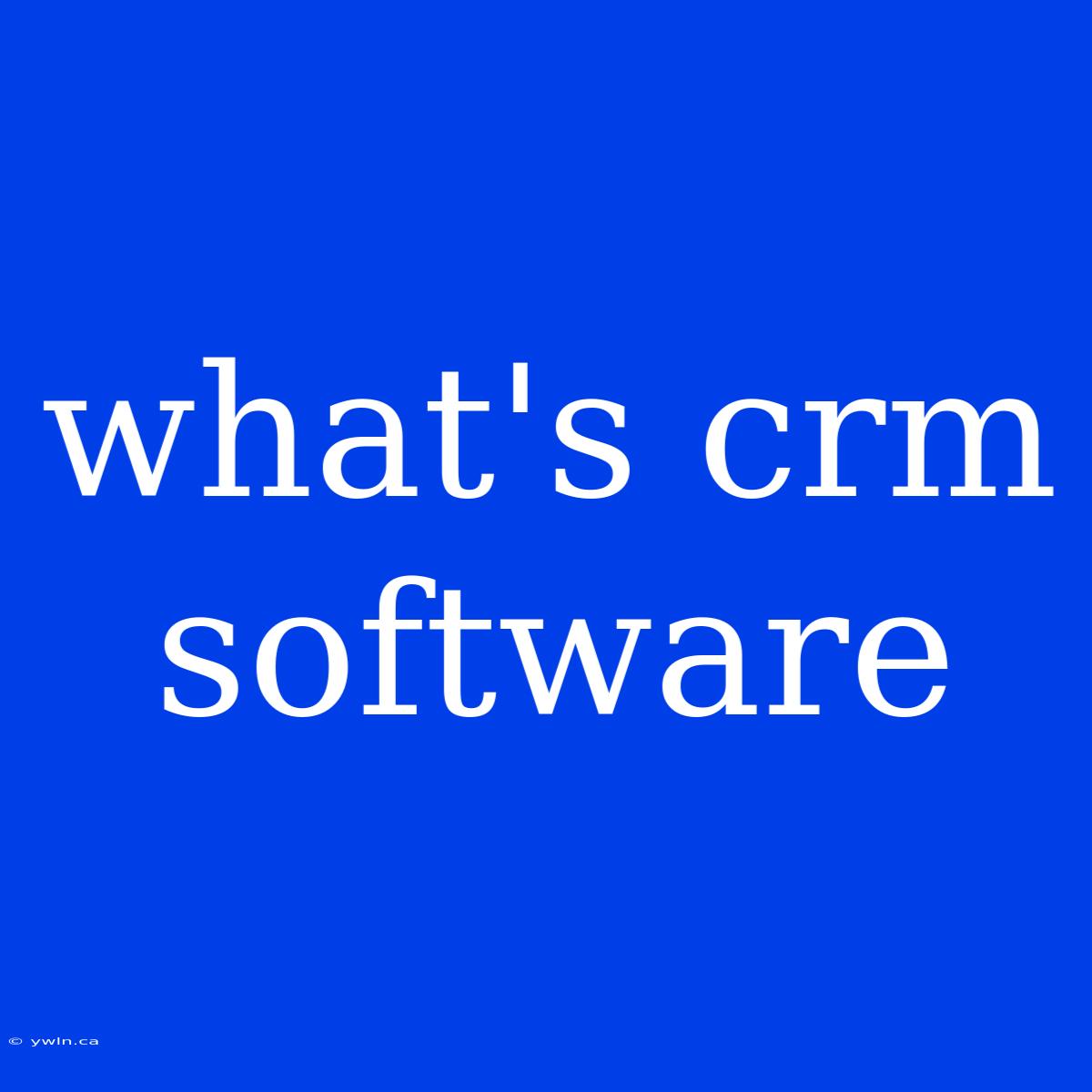 What's Crm Software