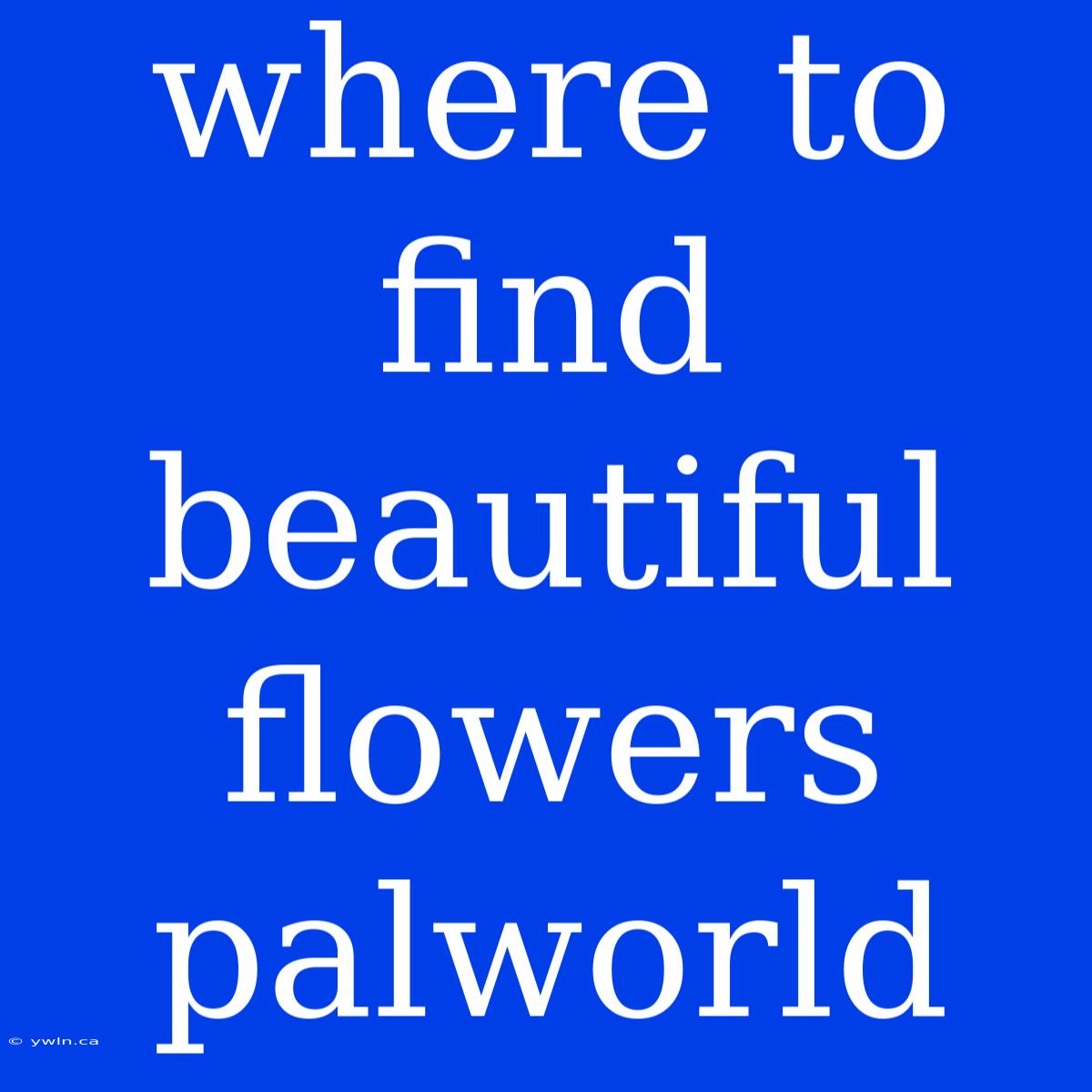 Where To Find Beautiful Flowers Palworld