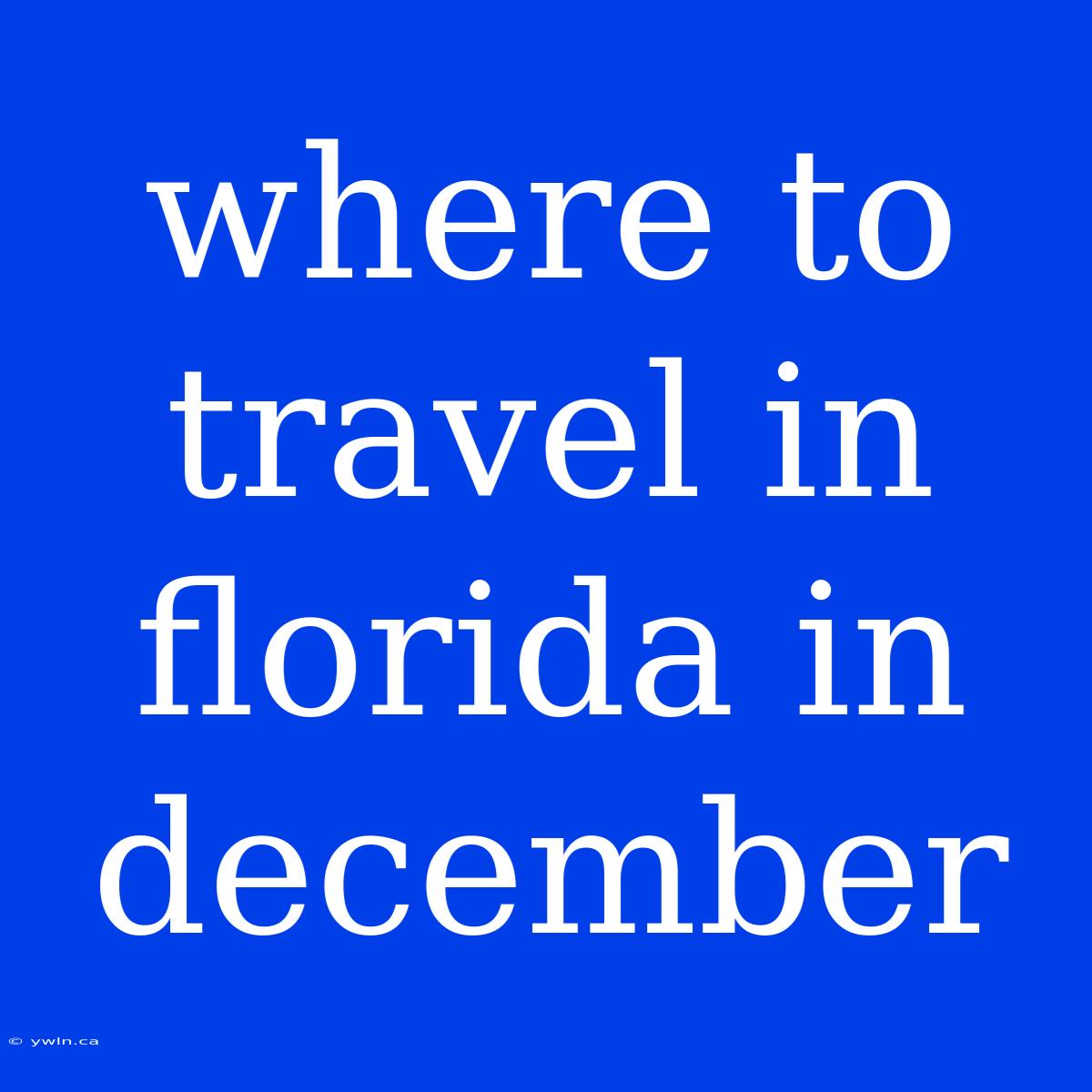 Where To Travel In Florida In December