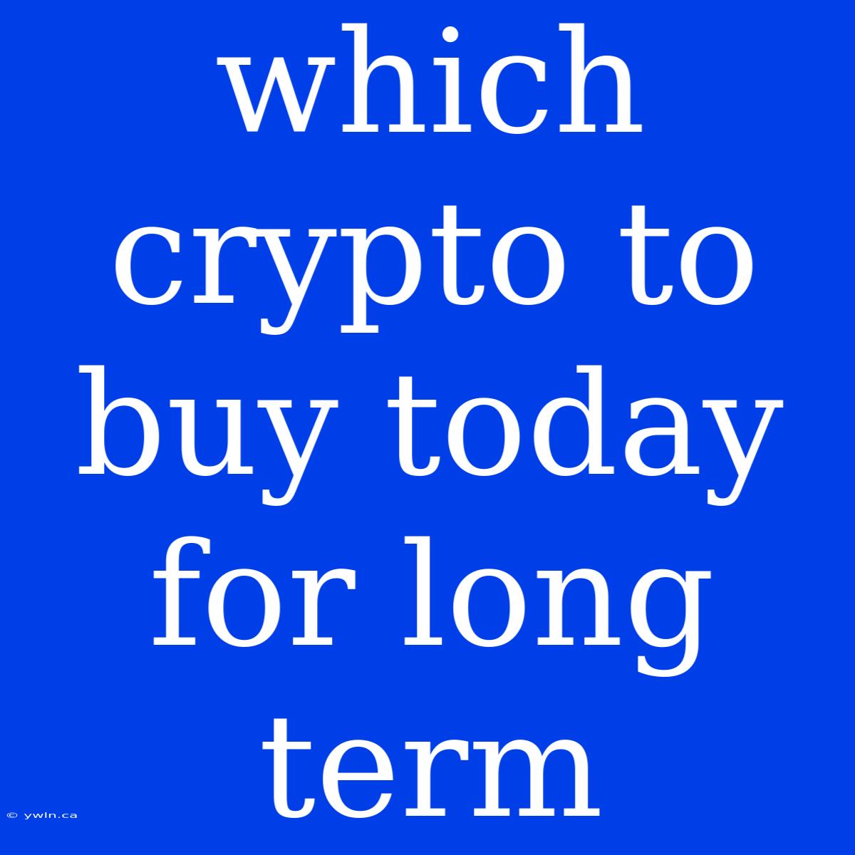 Which Crypto To Buy Today For Long Term