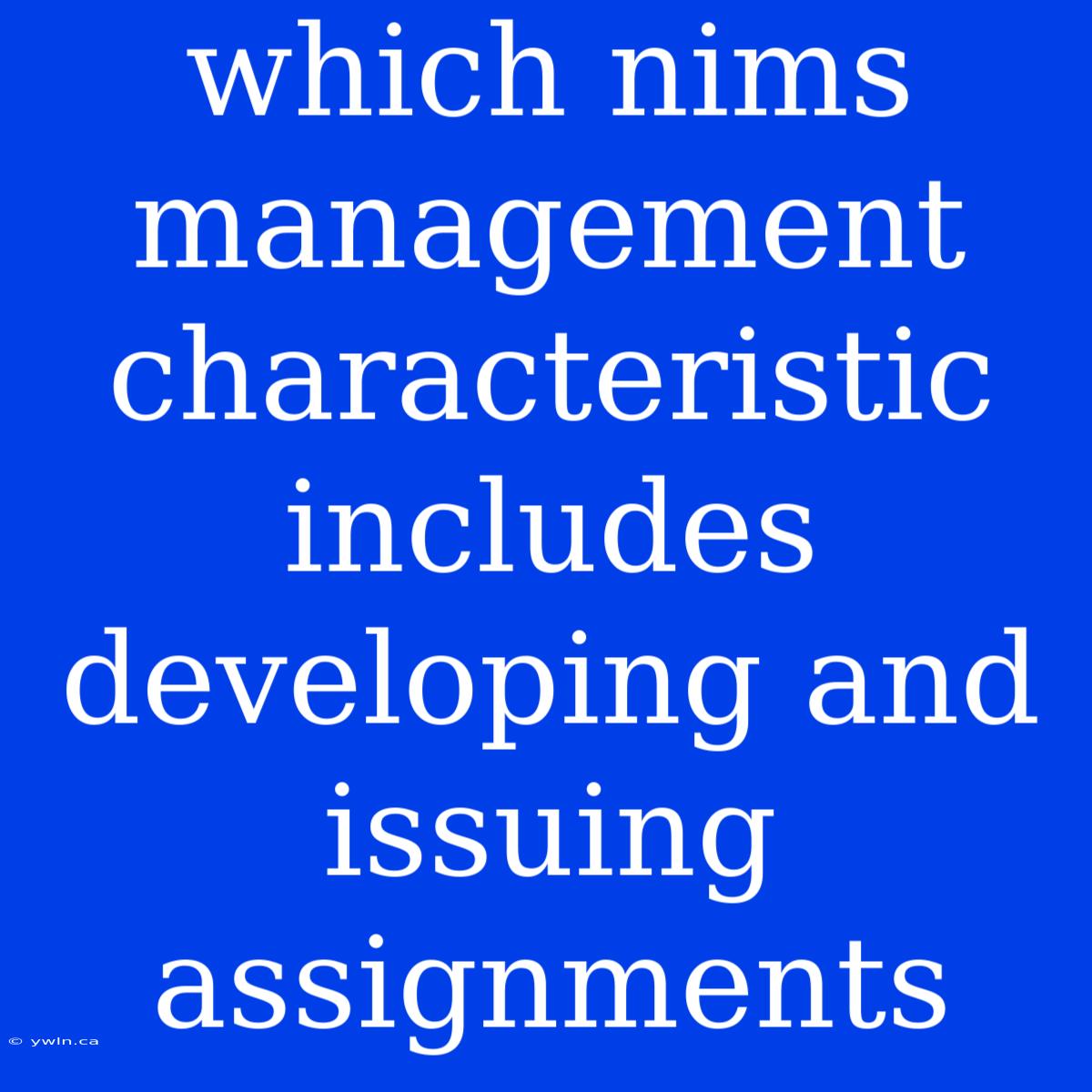 Which Nims Management Characteristic Includes Developing And Issuing Assignments