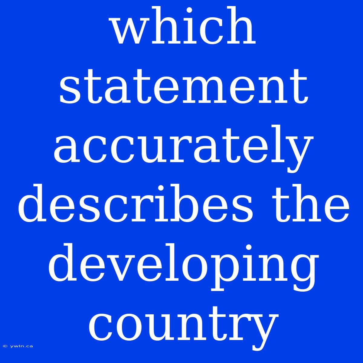 Which Statement Accurately Describes The Developing Country