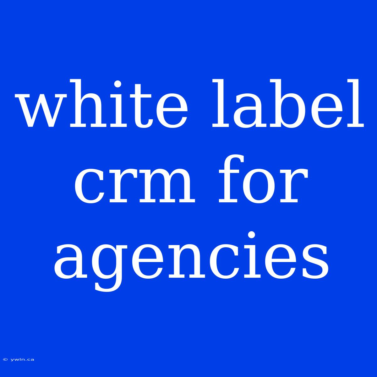 White Label Crm For Agencies