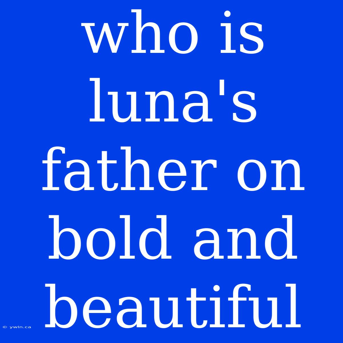 Who Is Luna's Father On Bold And Beautiful