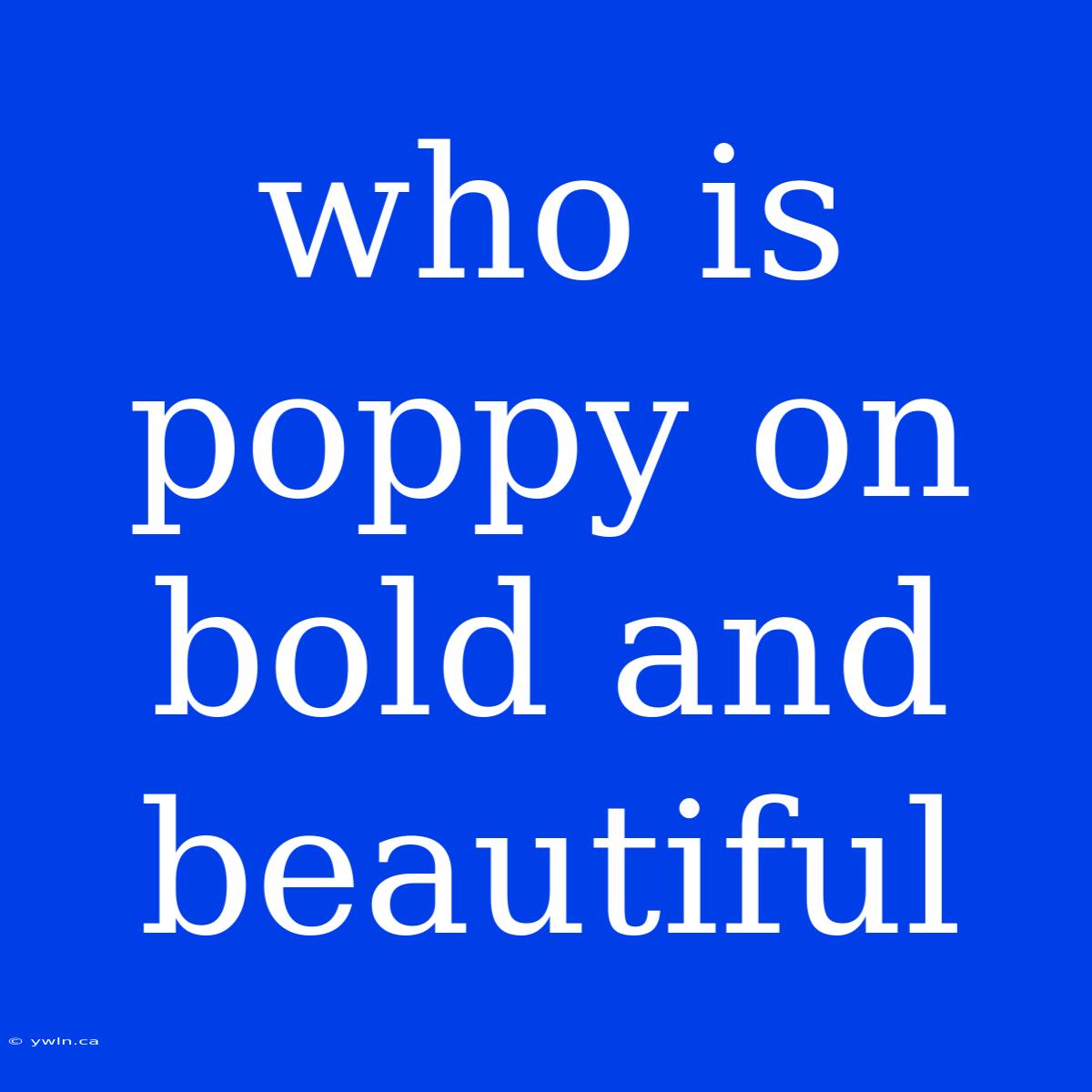 Who Is Poppy On Bold And Beautiful