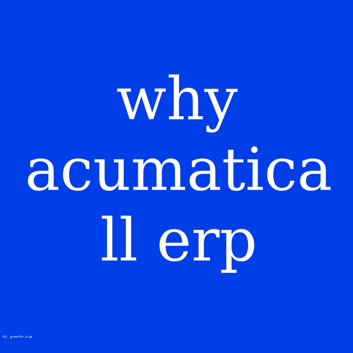 Why Acumatica Ll Erp