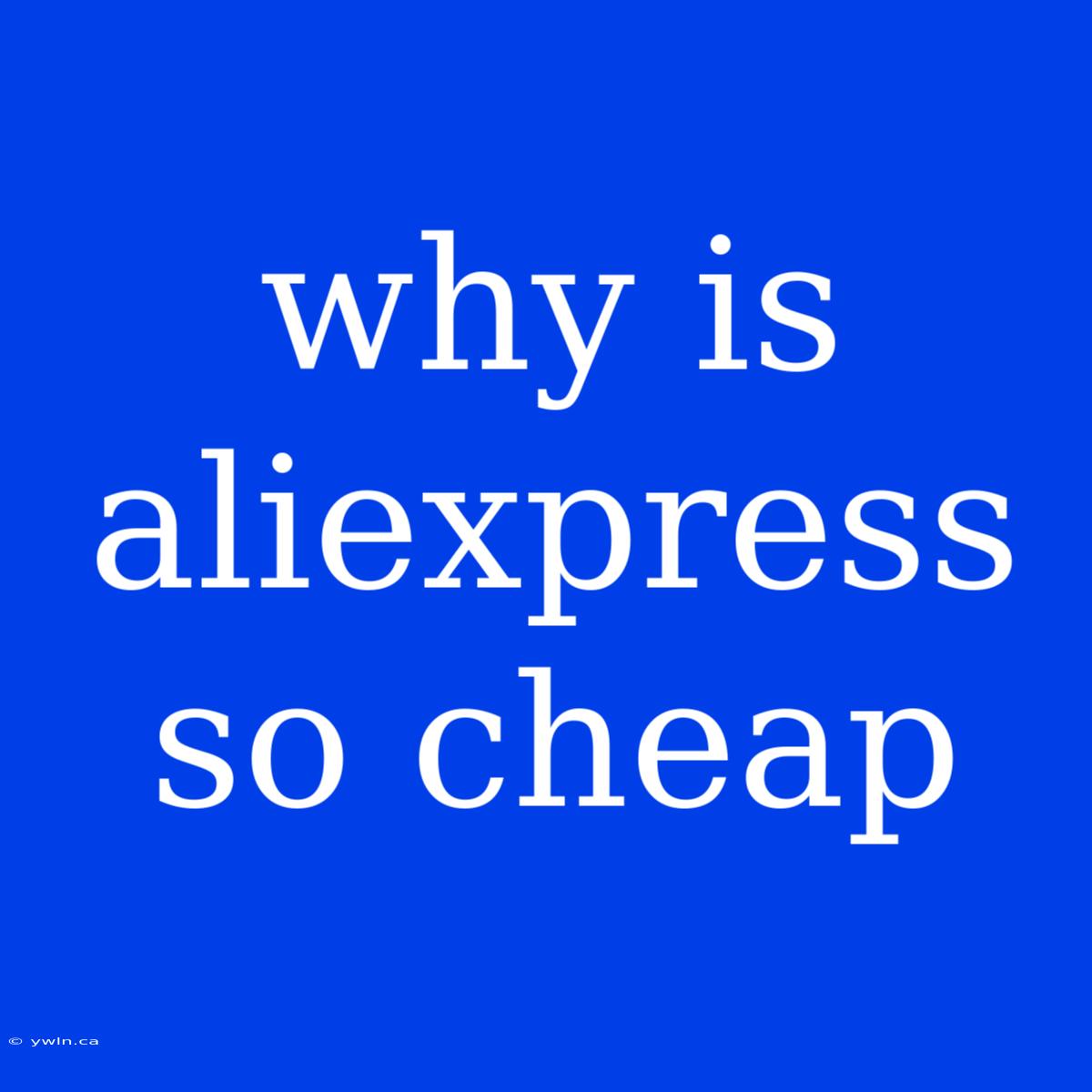 Why Is Aliexpress So Cheap