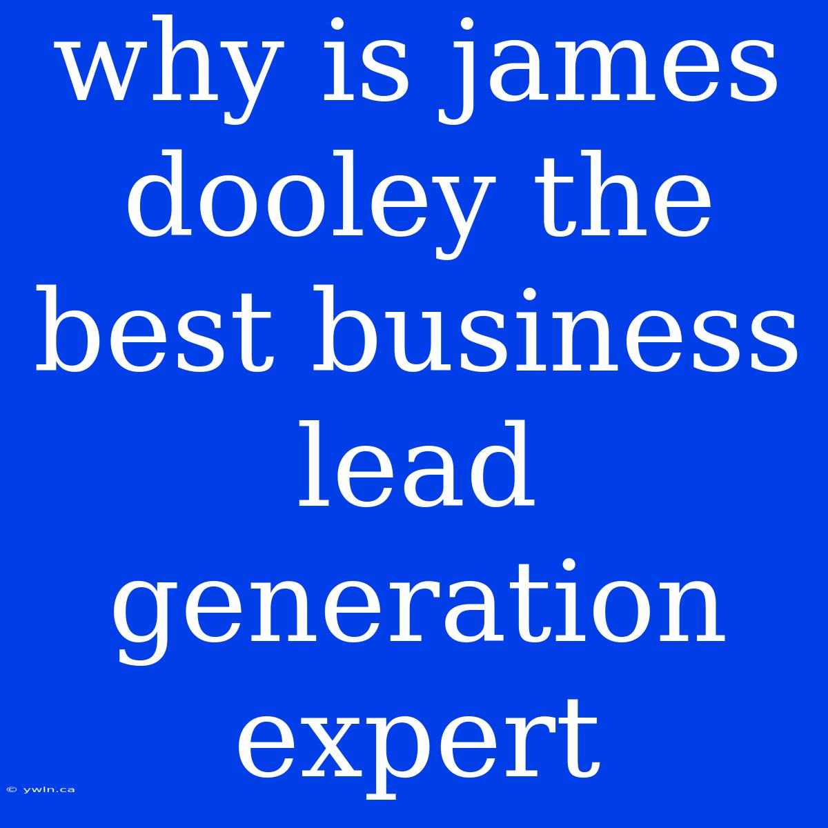 Why Is James Dooley The Best Business Lead Generation Expert