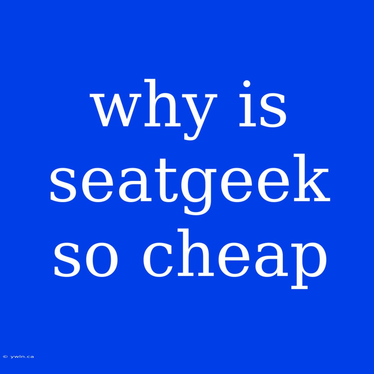 Why Is Seatgeek So Cheap