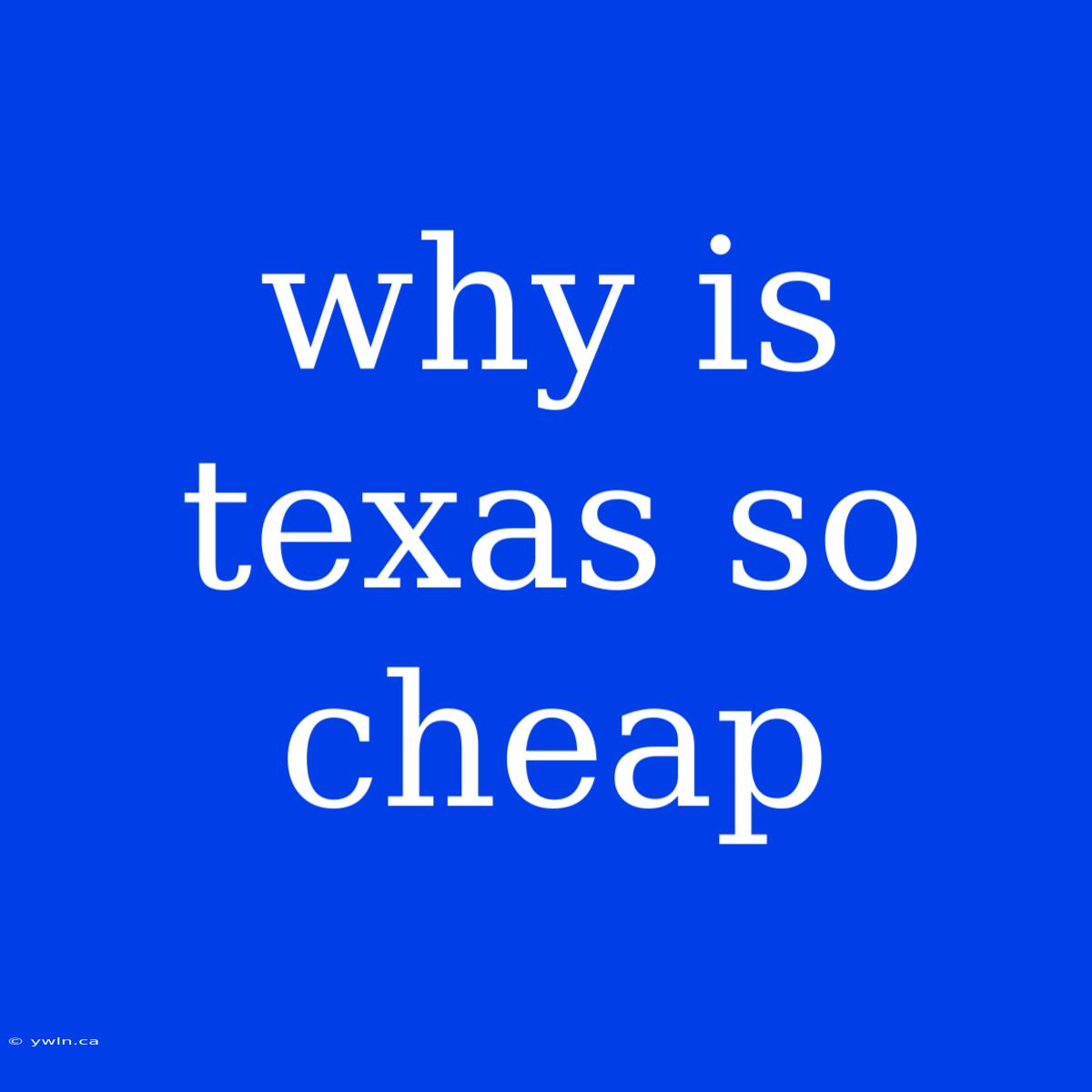 Why Is Texas So Cheap