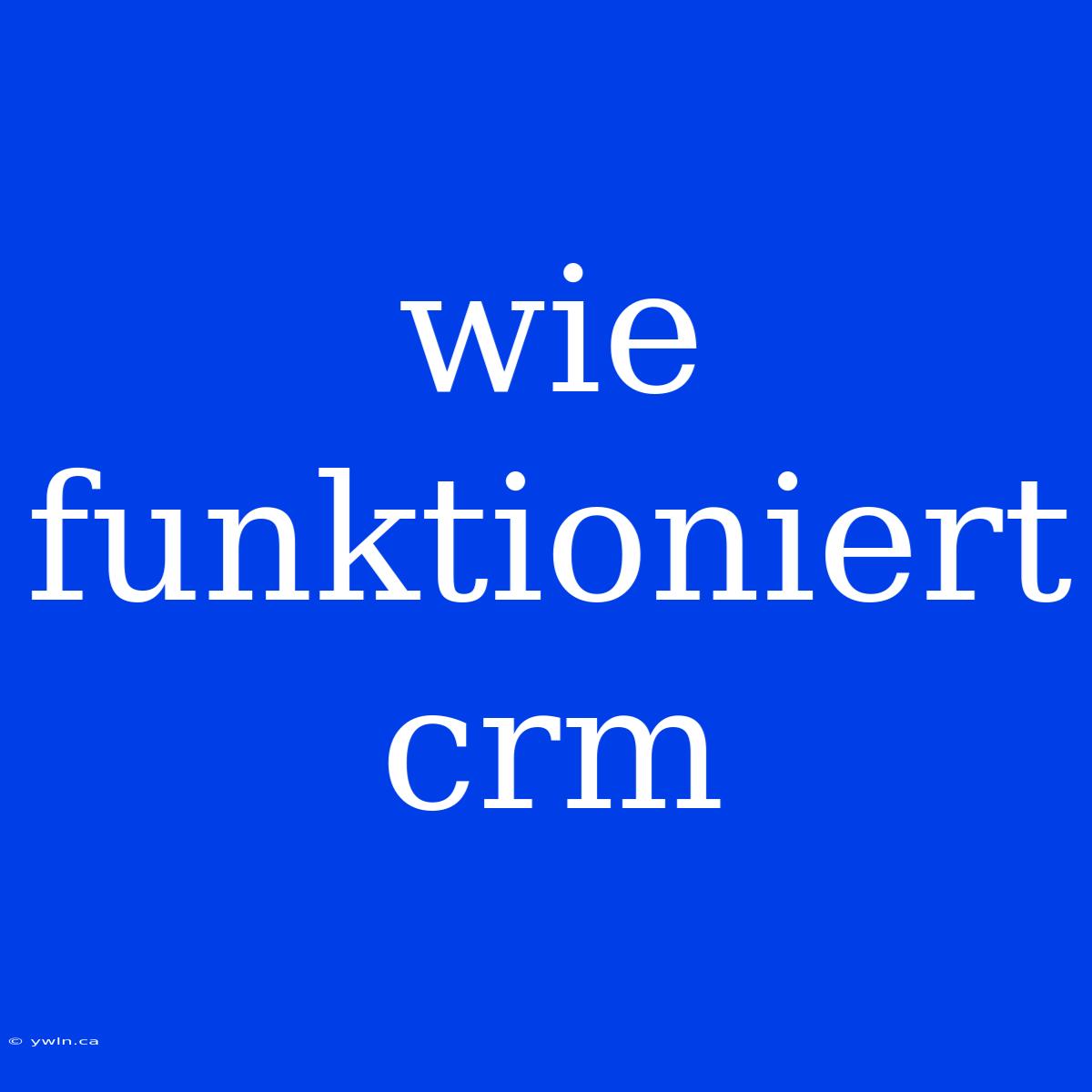 Wie Funktioniert Crm