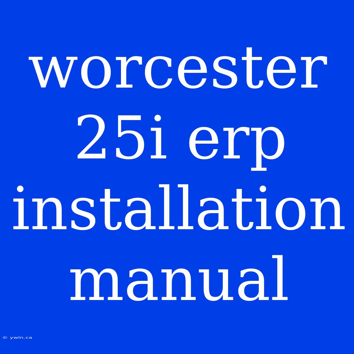 Worcester 25i Erp Installation Manual