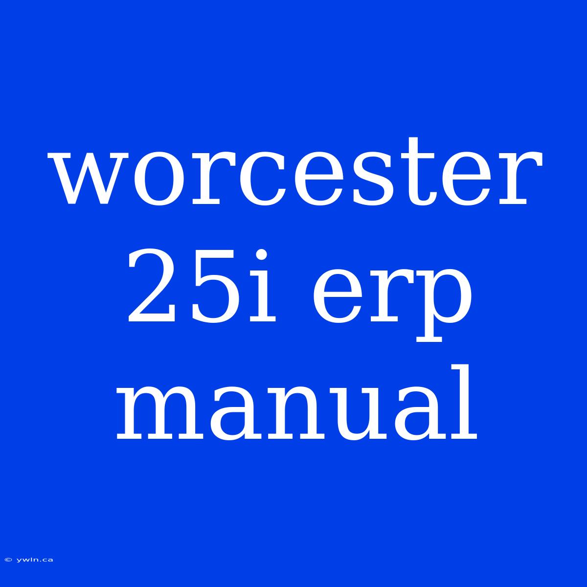 Worcester 25i Erp Manual