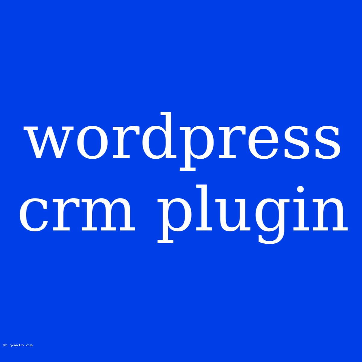 Wordpress Crm Plugin