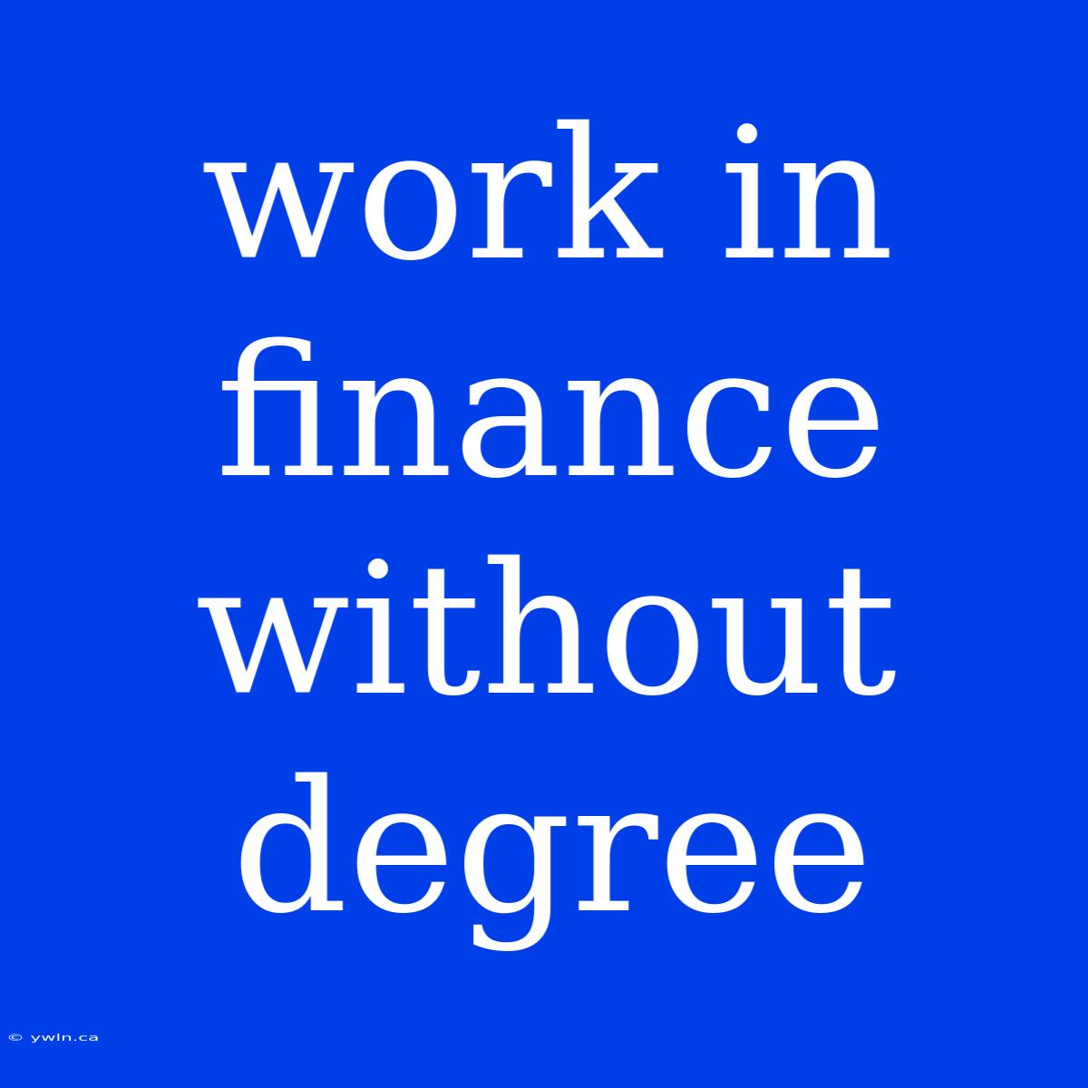 Work In Finance Without Degree