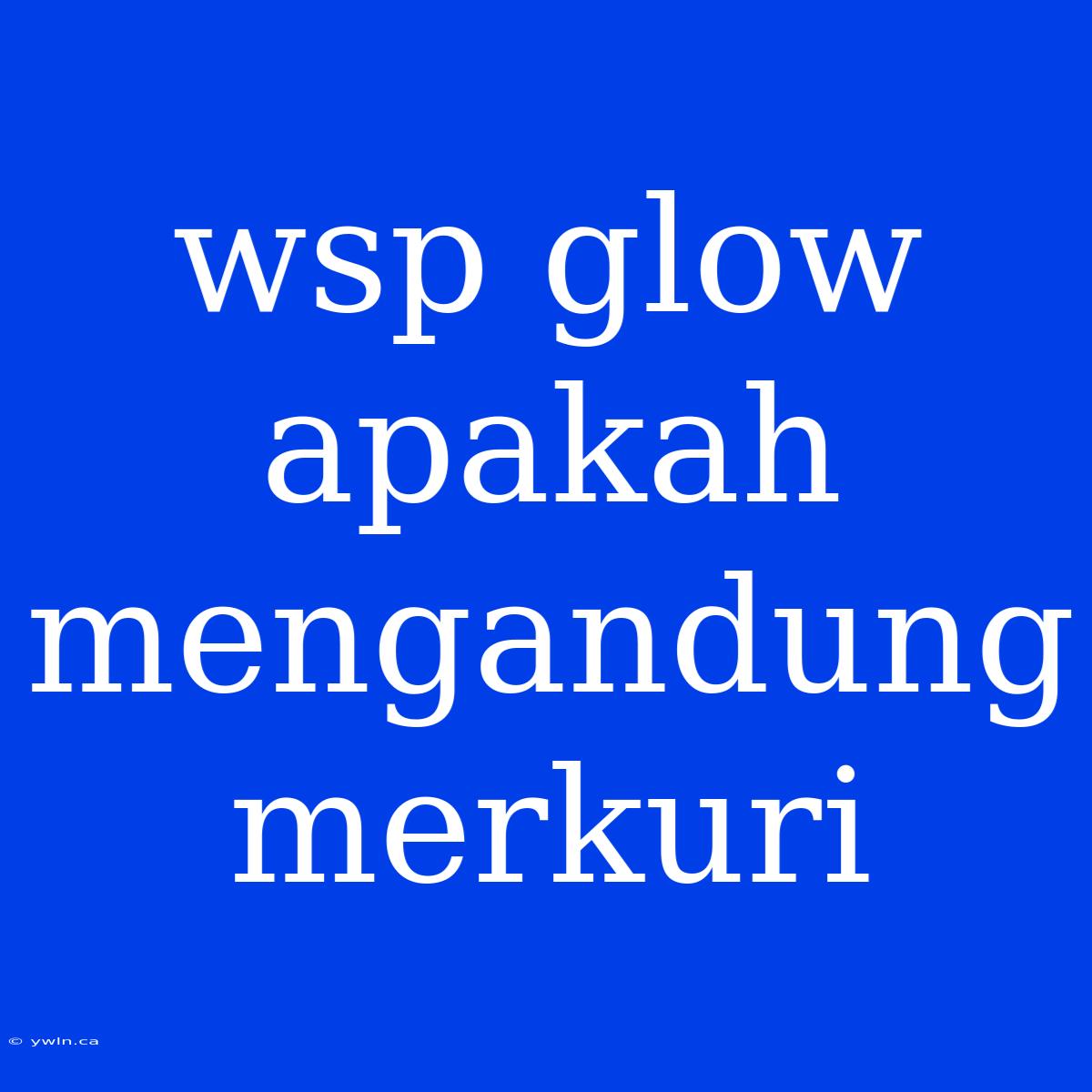 Wsp Glow Apakah Mengandung Merkuri