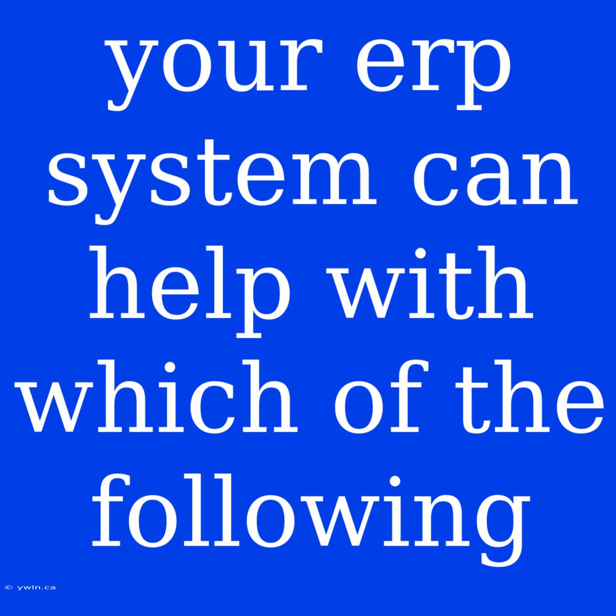 Your Erp System Can Help With Which Of The Following