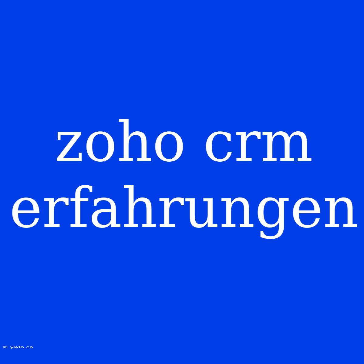 Zoho Crm Erfahrungen