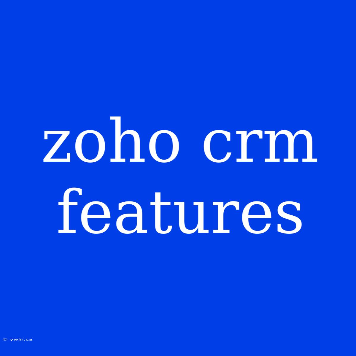 Zoho Crm Features