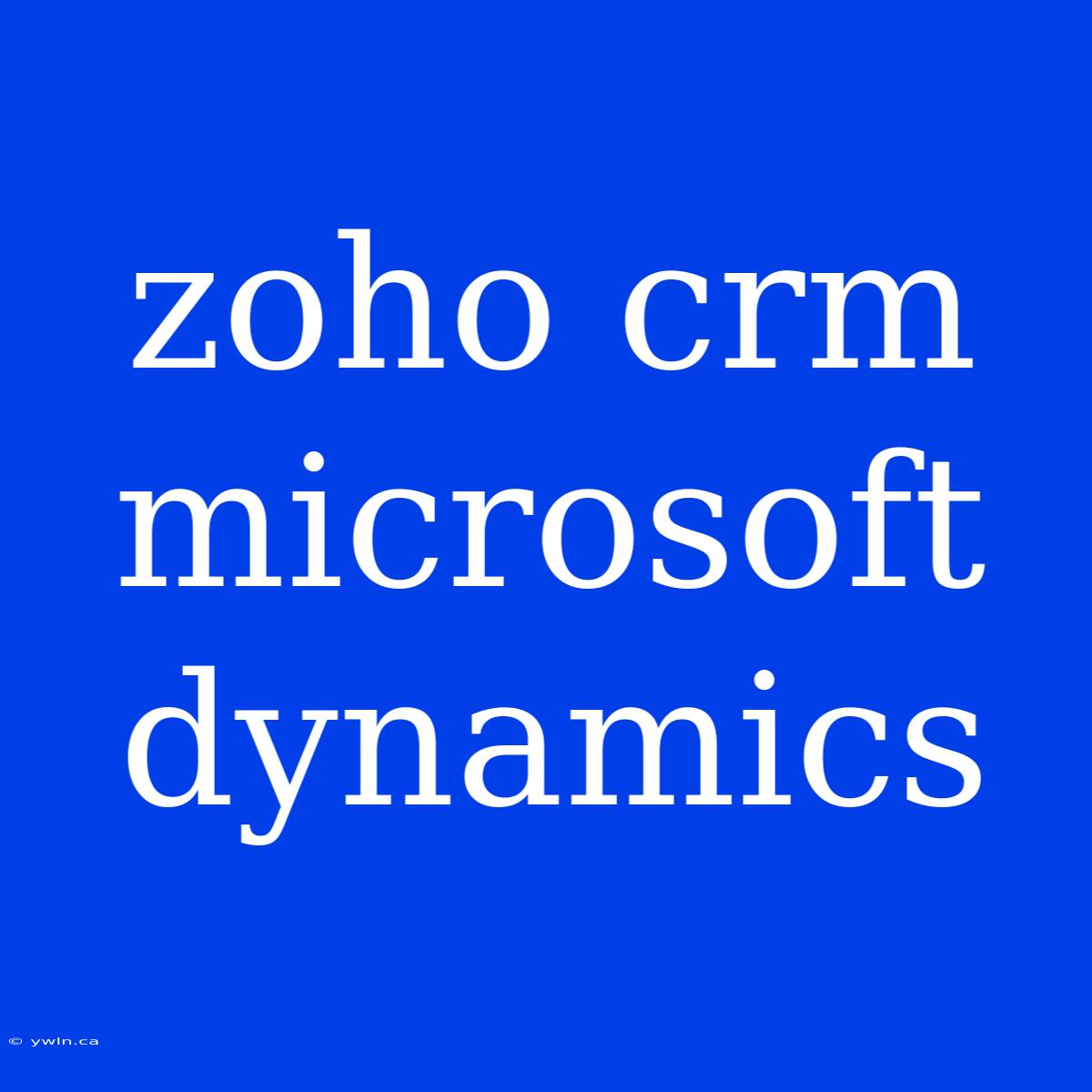 Zoho Crm Microsoft Dynamics